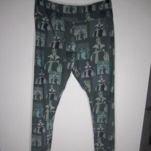LuLaRoe Leggings Disney Villains Evil Queen Olive Green - One Size tall & curvy